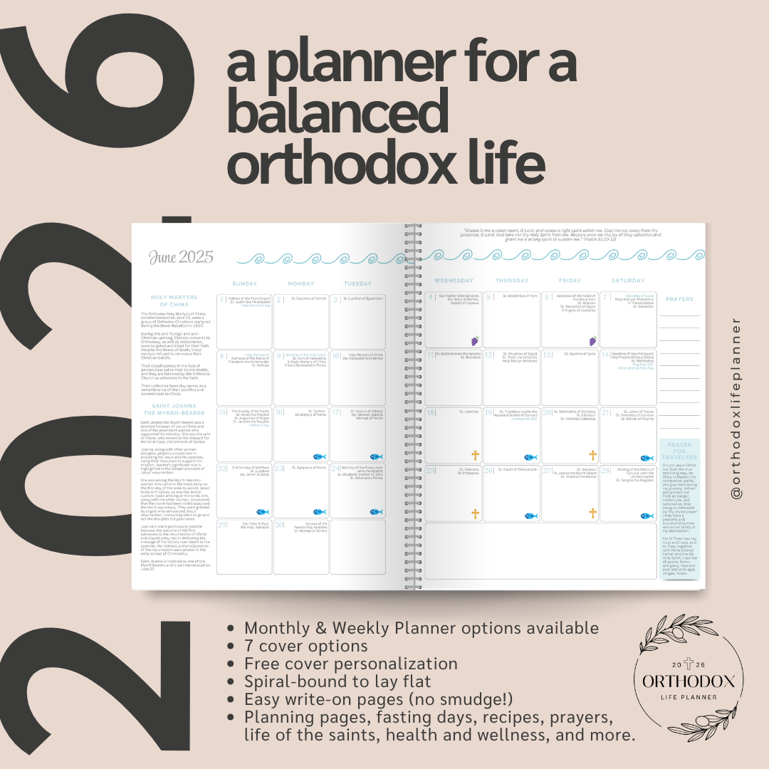 2026 Orthodox Life Weekly Planner - Aegean Flora
